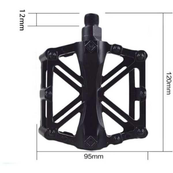 Sykkelpedaler, sykkelpedaler, aluminiumskropp, for MTB terrengsykkel 1 par (svart)