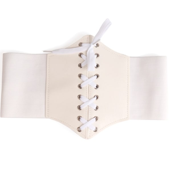 Lace-up Cinch Belt Sidottu korsetti Joustava vyötärövyö White