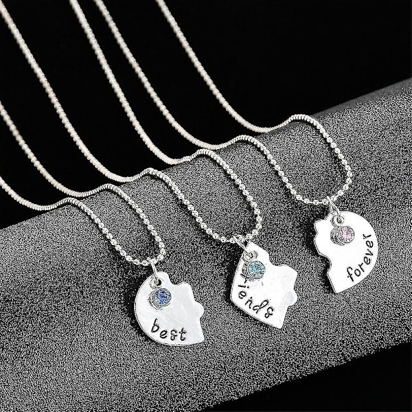 3 kpl Best Friend Love Heart -kaulakorusetti Set naisten metalliseosriipus