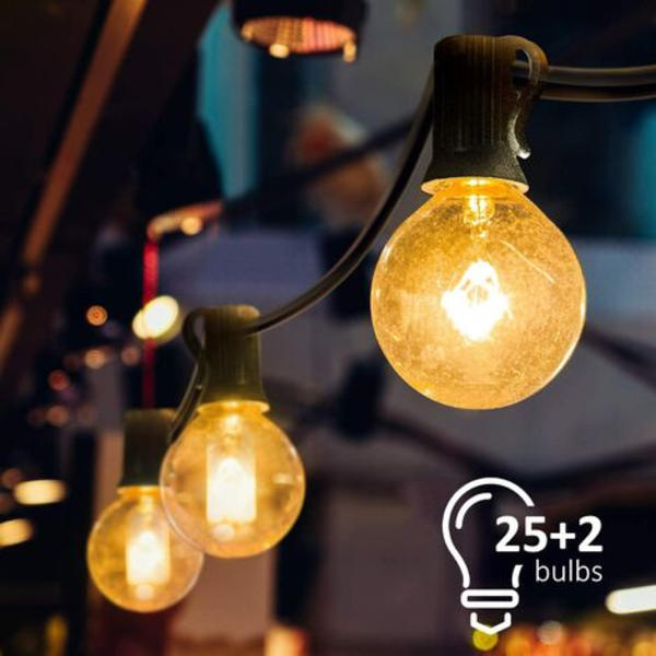 Fairy Lights, Fairy Lights, der kan forbindes med 25 varme hvide G40-pærer, lyskæder, indendørs og udendørs dekoration til Pat