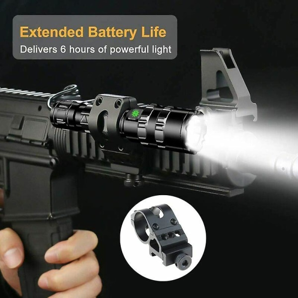 Tactical Torch 3000 Lumen Super Bright L2 Led Ficklampa USB Uppladdningsbar 5 Ljuslägen Picatinny Rail Mount And Push Switch för utomhusfiske [en]