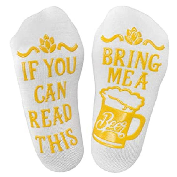 Unisex sjove sokker Nyhedsslogan Anti-Slip gavestrømper White