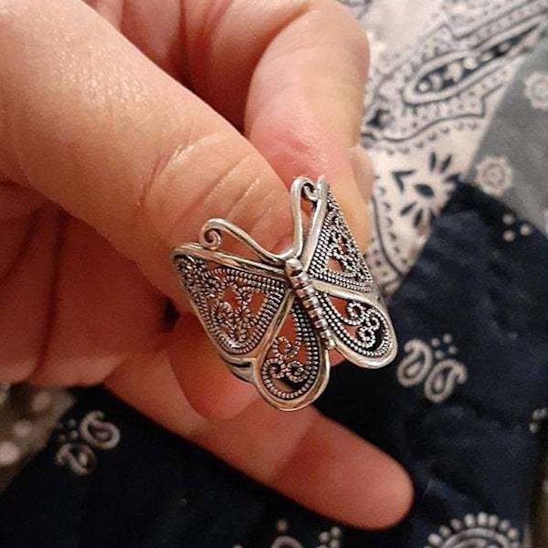 Dam Ring Butterfly Justerbar Smycken Gravering Mode Utseende Finger Ring For Dating Golden