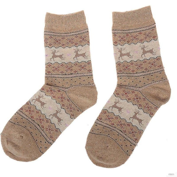 kvinnor Strumpor Jul Xmas Älg Bomull Festliga strumpor Khaki 1 Pair