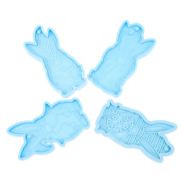 4stk Easter Gnome Keychain Mold Creative Silikon Nøkkelring Mold Diy Epoxy Mold