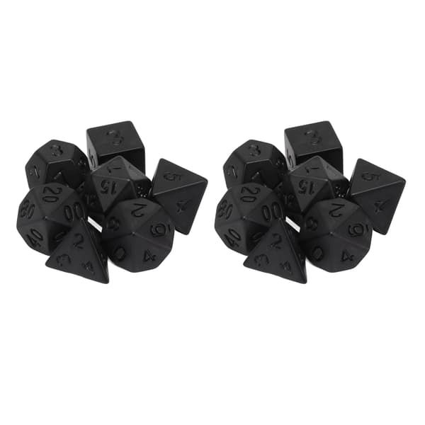 14 STK Svart Plast Polyhedral Terning Sett for Brettspill