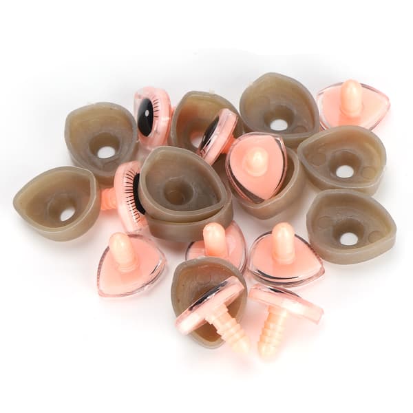 10 Set Dockögon Plast 3D Triangulära Ögonfransar Tecknad Ögonglob Leksakstillbehör 20x24mm