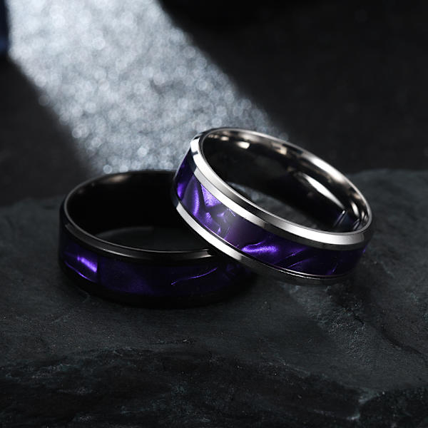 Farverig lilla Vivid Shell Ring Fashion 8 mm sort