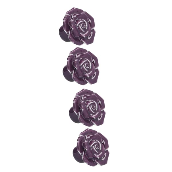 4-pack Rosformade Keramiska Skåpknoppar Modernt Hem Vardagsrum Sovrum Lila