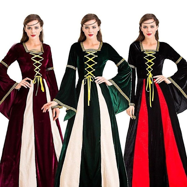 Kvinner Medieval Cosplay Kostymer Renaissance Court Dress L