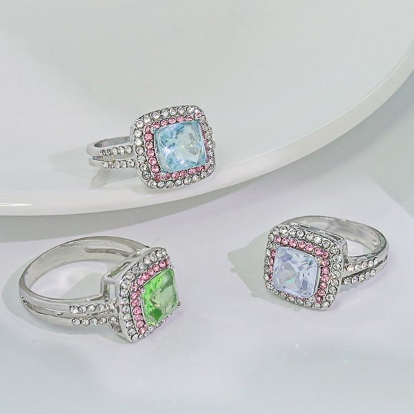 Kvinner Ring Square Cubic Zirconia smykker Shining Rhinestones Finger Ring For Wedding White US 10