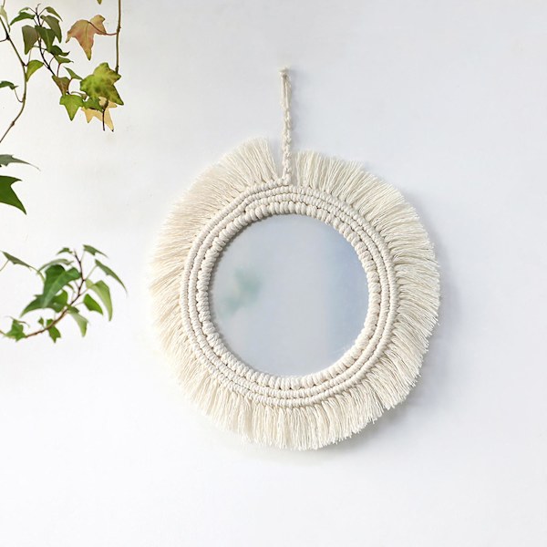 Dekorativt hengende speil vevd frynser Elegant Bohemia Style Tapestry Mirror Home Decor