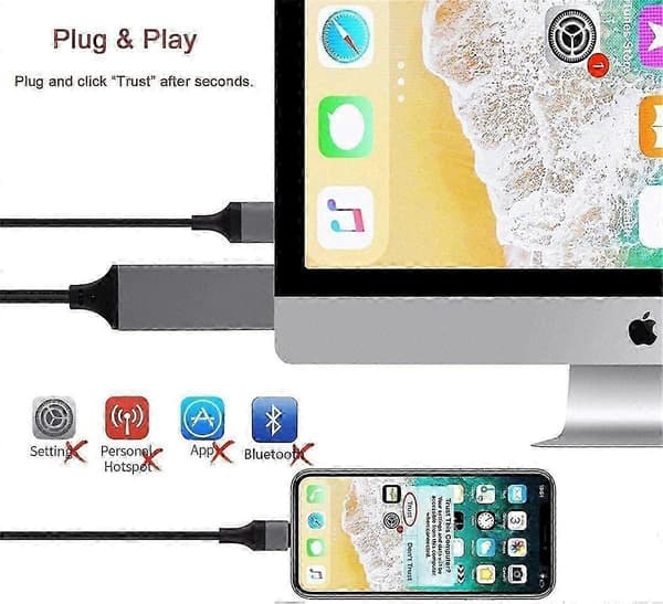 HDMI-sovitinkaapeli iPhonelle televisioon, 1080p HDTV digitaalinen HDMI-sovitinkaapeli HDMI