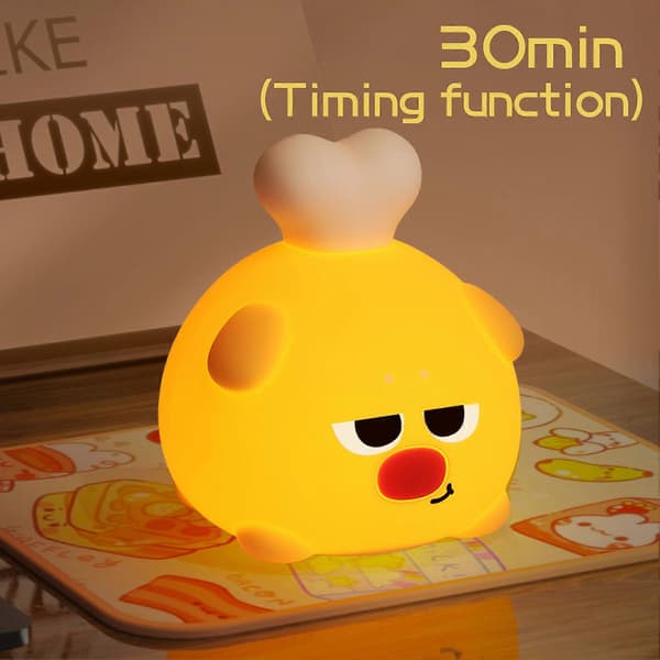 Chicken Leg Night Light LED Bedside Lamp Soft Glow Free Timer Function 3 Brightness Levels LED Lamp Desk Decoration