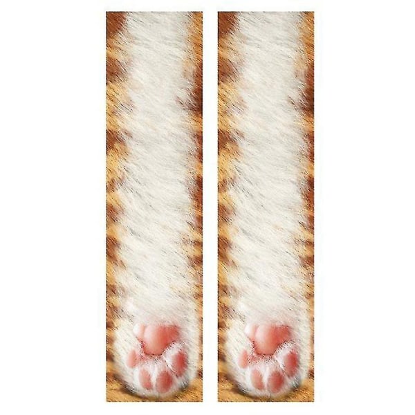 3d morsomme unisex elastiske sokkertrykk Animal Paw Feet Crew Sokker Yellow Cat