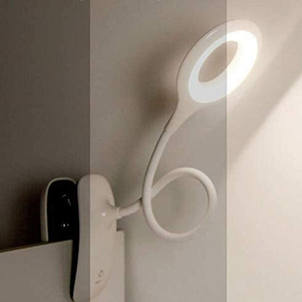 Sänglampa för barn med dimbar läsklämma, skrivbordslampa för barn med flexibel hals och USB -uppladdningsbar läsare för studier och arbete, Macaroon W