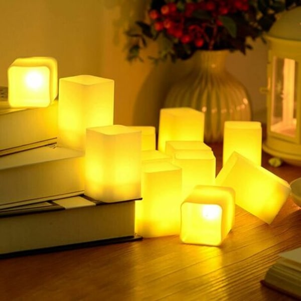 12-pak batteridrevet medium flammefri flimrende LED stearinlys til hjemmet, bryllup, festival - varm hvid