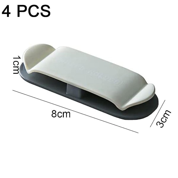 Kaapelipidikkeen pidikkeet 4 Pack organizer hallintaklipsi itseliimautuva Grey