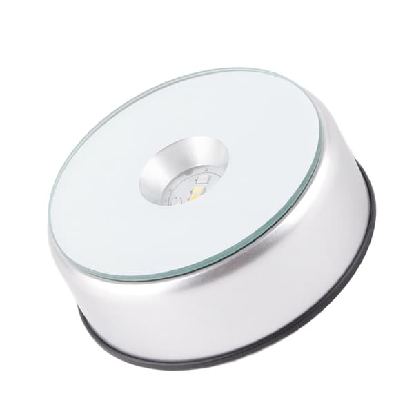 Fargerike LED-krystallskjermstativ med US-adapter - Sølv