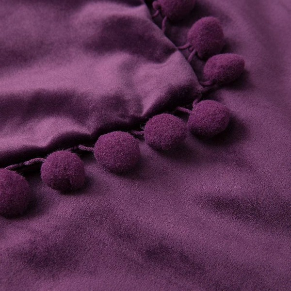 Paket med 2 Sammets-kuddfodral Pompom Dekorativa örngott Solida mjuka kuddfodral Med Poms Fyrkantig För Soffa Soffa Sovrum Bil 18x18tum Da 26 x26 Purple