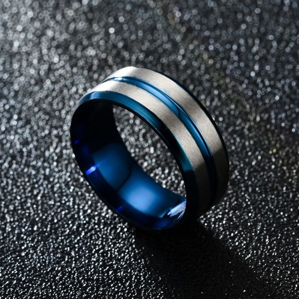 Mote menn kvinner to tone band fingerring bryllup forlovelse smykker gave Blue US 12