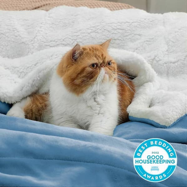 Sherpa Fleece Kastetæppe til Sofa - Tykt og Varmt Tæppe til Vinter, Blødt og Fluffy Kastetæppe til Sofa, Efterårskastetæppe, Grå, 50x60 Tommer
