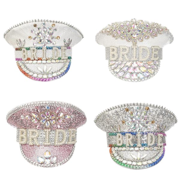 Strass Bröllopshatt för Bröllop Glittrande Fedora Paljetthatt Nyhet-Partyhatt Semester Kaptenshatt för Möhippa Silver