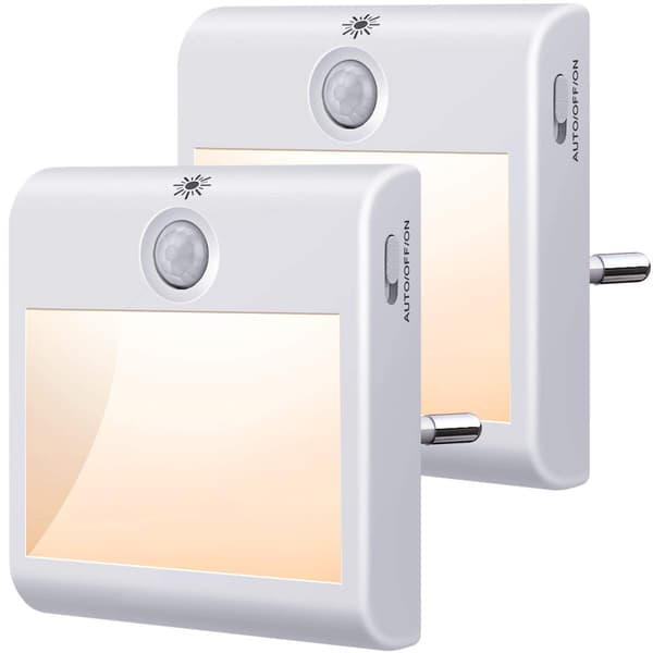2 stk nattlampe med bevegelsessensor, garderobelampe med 3 lysmoduser (AUTO/ON/OFF) varmhvit [Energiklasse A++]