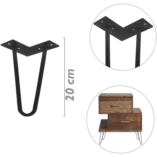 Sofaben i metall, salongbordben, sengeben og benbraketter (4 stk matt svart, 20 poeng) Egnet for hjemmebruk