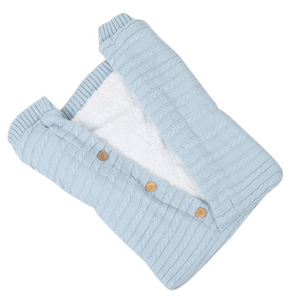 Baby Swaddle Vognteppe Varmt Nyfødt Spedbarn Sovepose Vinter Blå