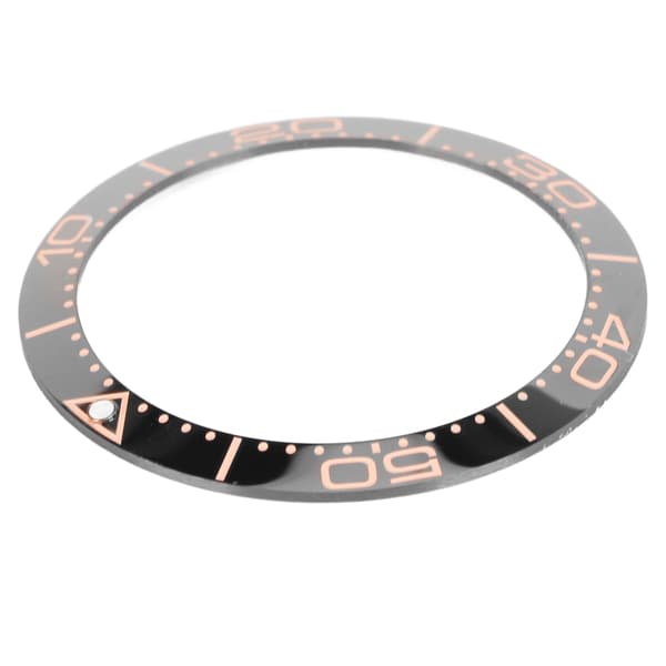 Keramisk urkransring 38 mm sort base rosaguld cifferindsats til urmagere udskiftning