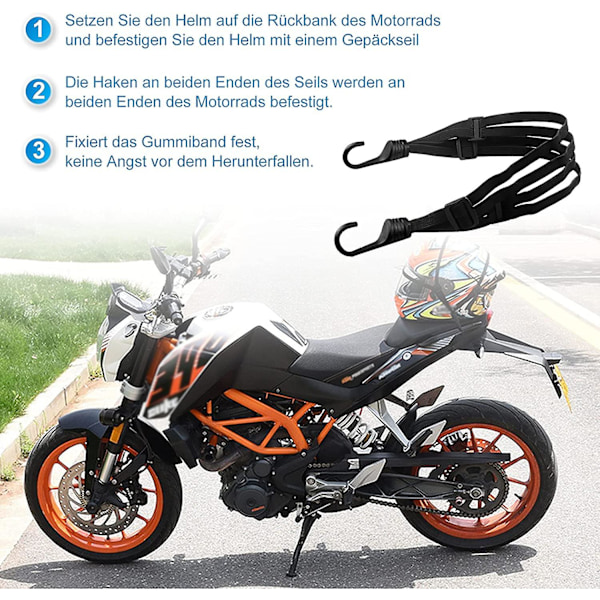 2 stk bagasjestropp med dobbel krok for sykkel motorsykkel, elastisk bagasjeholder med justerbar strammer, flat strammer med kroker Tilbehør for Moto