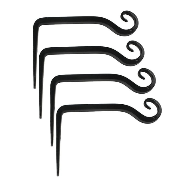 Växthållare Blomma Hänghållare Järn Väggkrok Blomma Hängande Vägghållare Krok För Hängande Planteringskärl Fågelholkar Lykta Vindspel Vägglampor 4pcs Black