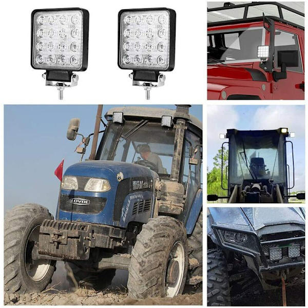 2 stk Firkantet 48W LED Arbejdslampe Arbejdslampe Inspektionslys Engineering Car Light,