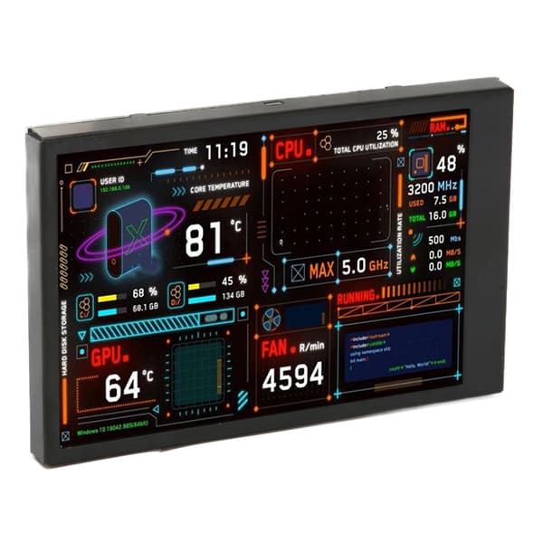 3,5-tommers IPS-datatemperaturmonitor Dobbel USB C Tilpassbar layout PC CPU-datamonitor ARGB-kabinett-temaeditor