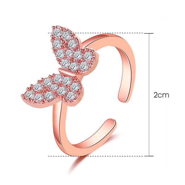 Stilfuldt Kvinder Sommerfugl Form åbning Design Rhinestone Justerbar Ring smykker White
