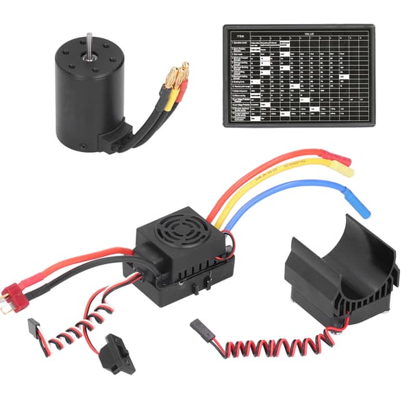 3650 4300KV Børsteløs Motor 60A ESC Programkort Køleplade Sæt til 1 10 RC Bil
