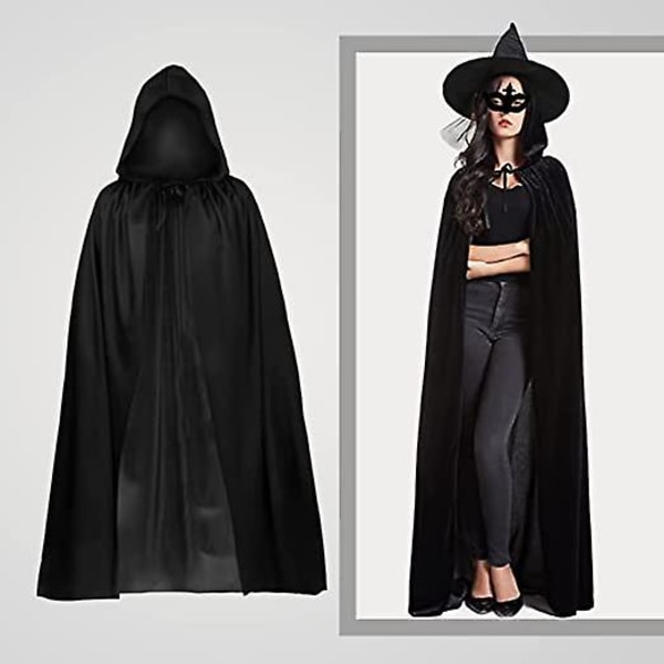 Kappe med fløyelshette Unisex Wizard Halloween Christmas Cosplay black 110cm