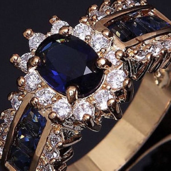 Kvinder Vintage Cubic Zirconia Indlagt Band Finger Ring Bryllupsfest smykker gave US 11