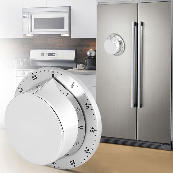 Magnetisk Base Sølv Mekanisk Køkken Timer