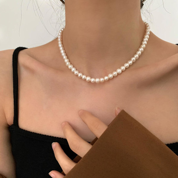 Halskjede Pearl Smile Stud Jenter&#39; Motesmykker Ac3426 L Size