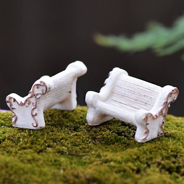 4st Resin Mini Stol Miniatyr Landskapsmodell Docka Staty Staty Trädgårdsdekor