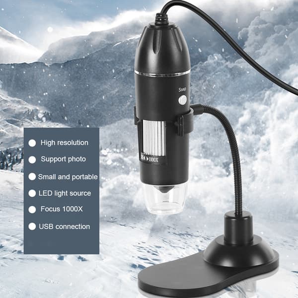 1000X Bærbart Digitalt USB Mikroskop med 8 Indbyggede LED-fyldlys Kompatibelt med Windows og Mac