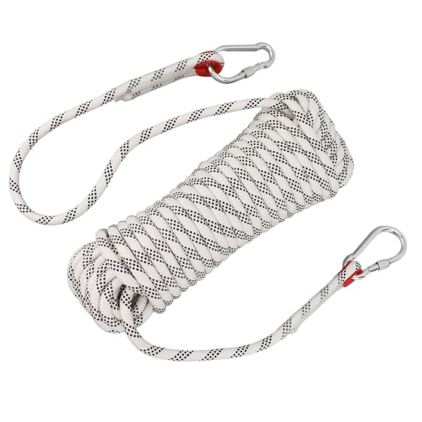 Statiskt klätterrep 10mm 20m Polyester Nylon Slitstarkt med 2 krokar