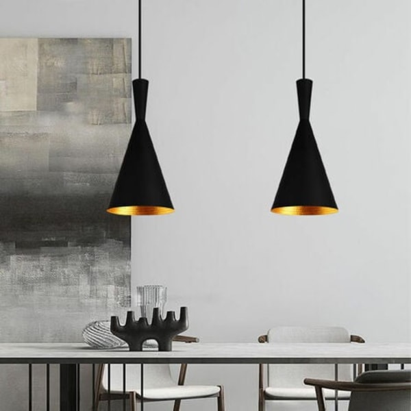 3stk Nordic Modern Pendellampe E27 Metalllysekrone til Kjøkken Soverom Cafe Bar Sort - Svart