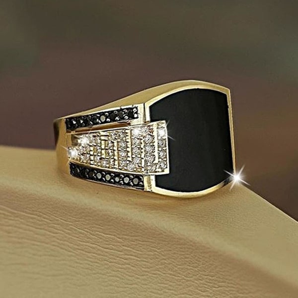 Legering Ring Svart Diamant Smykker Gave Legering Naturlig Edelstein Giftering For Party US 9
