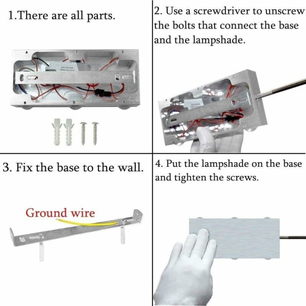 LED Vegglampe 18W Innendørs Vegglampe Moderne Firkantet Opp Ned Aluminium Belysning Dekor Lys for Soverom Studie Seng Gang Stue Hotell Bar Kald