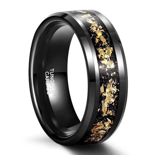 Bred yta 8 mm svart metallpläterad volframstålring