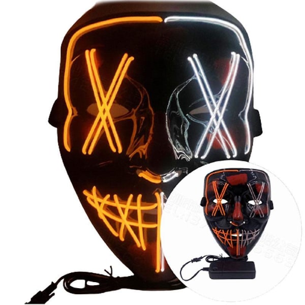 Rydd filmen Halloween LED lysende maske karnevalsfest Orange blue