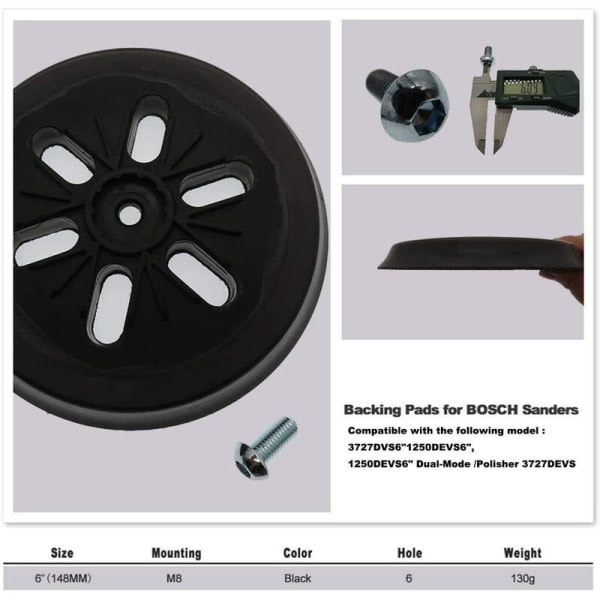 150mm slibepude til Bosch excenterslibere - Kompatibel med GEX 150 AC, PEX 15 AE, GEX 150 Turbo - Inkluderer Poweka skrue